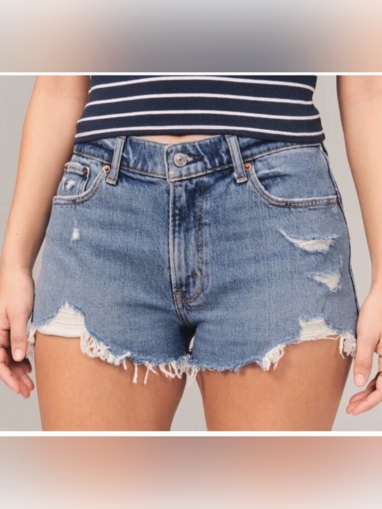 Abercrombie & Fitch Pants - Abercrombie Curve Love High Rise Mom Jean Shorts Distressed Size 27